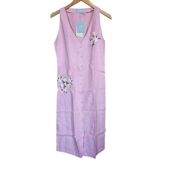 Andie X Fanm Mon Collaboration Anamur Linen Midi Dress Women's Size Small Boho - Picture 1 of 11